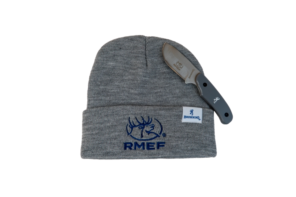 Browning Gray Beanie & Knife Set