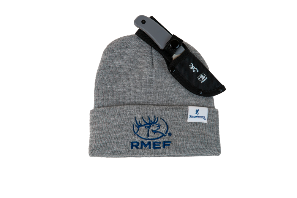 Browning Gray Beanie & Knife Set